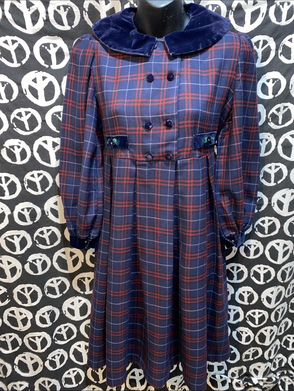 VTG BONNIE JEAN PLAID LONG SLEEVE PLEATED/BELTED SCHOOL DRESS SZ 10